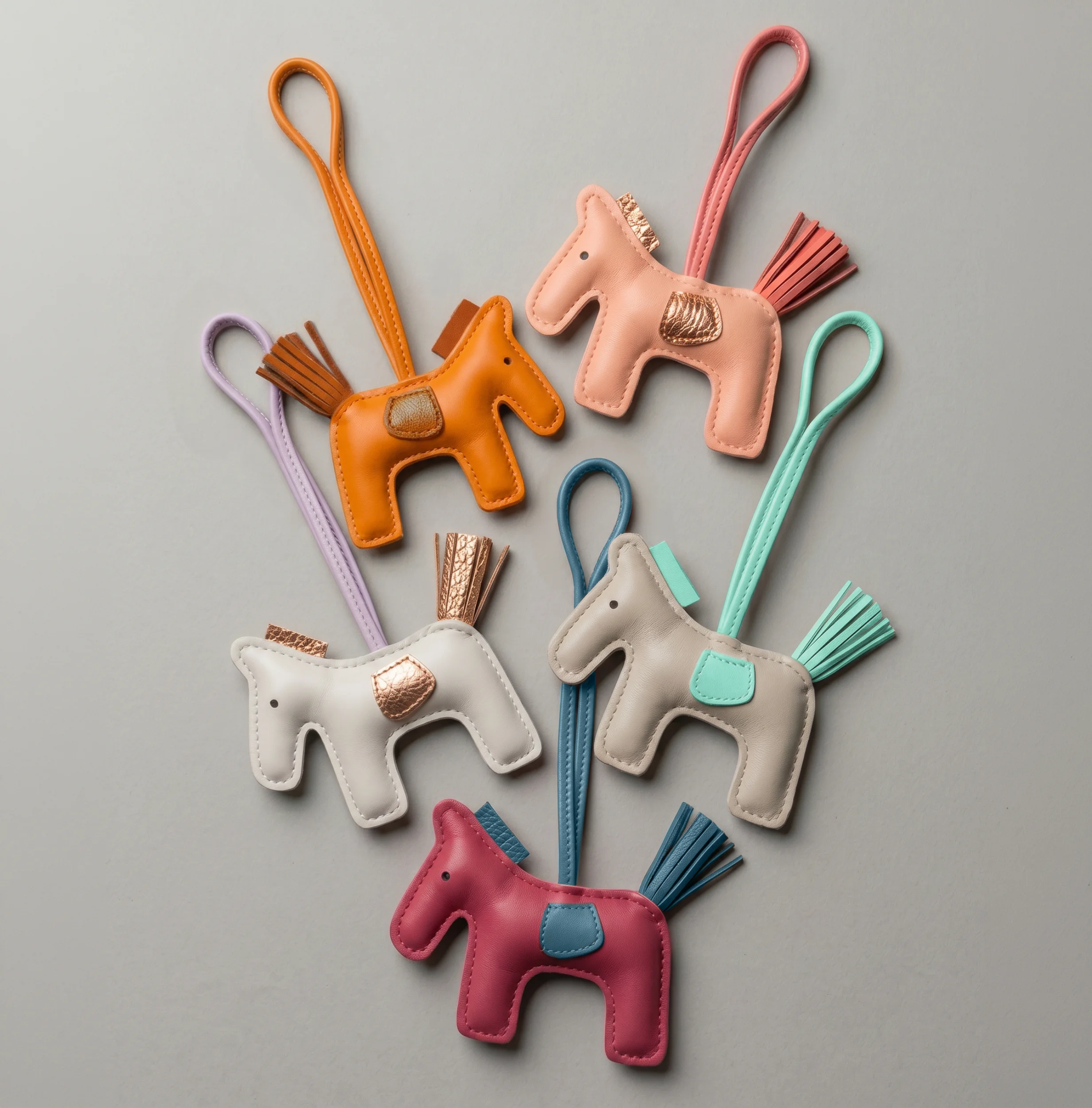 Multicolor Caballitos leather horse bag charms by YAO Heritage