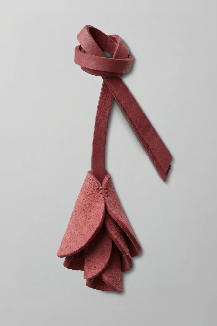 Red Flores Tulip leather flower charm by YAO Heritage