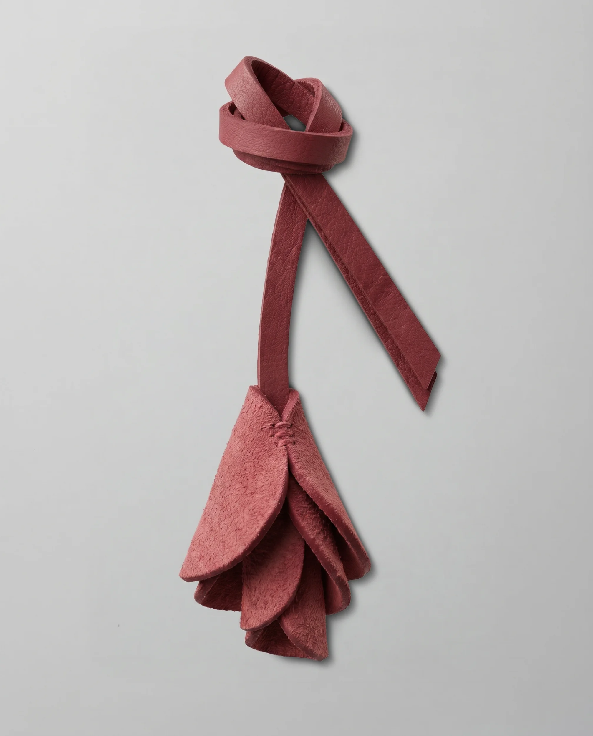 Red Flores Tulip leather flower charm by YAO Heritage